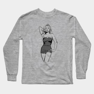 Marilyn Swmsuit line drawing Long Sleeve T-Shirt